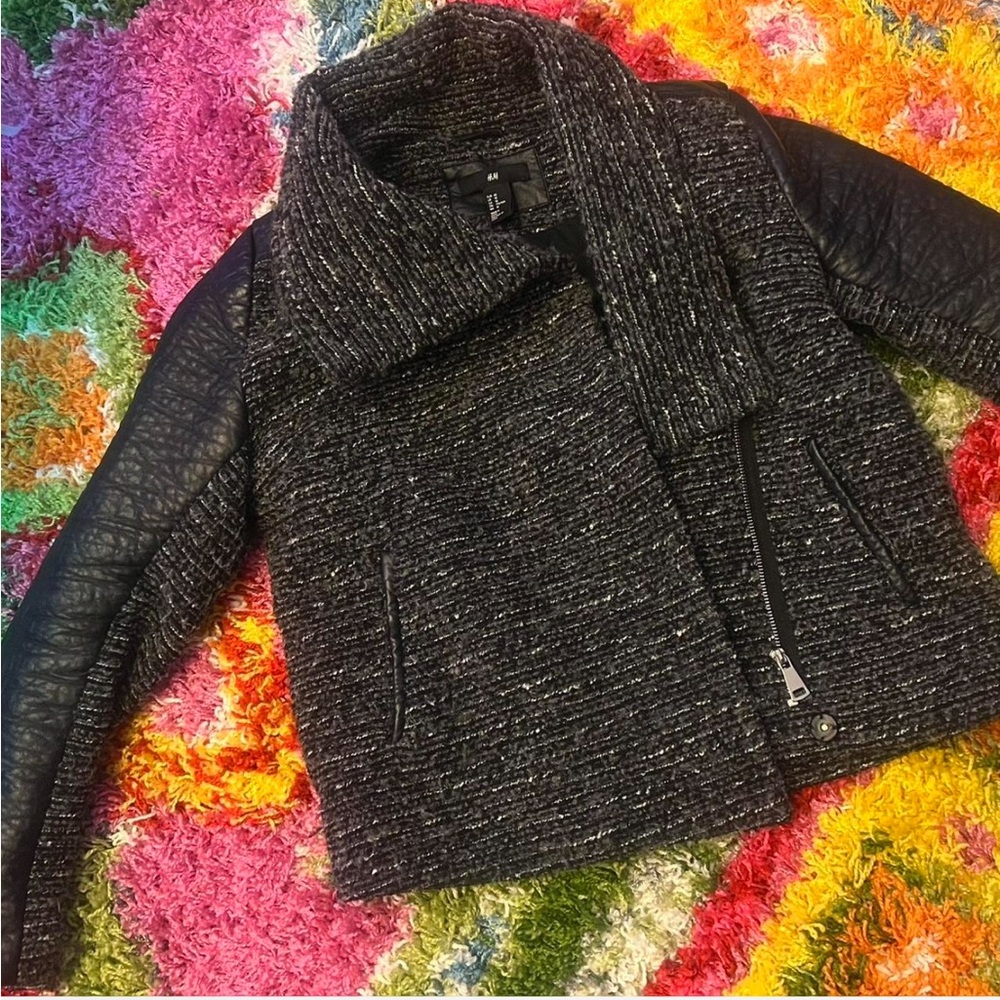 H&M leather and tweed jacket